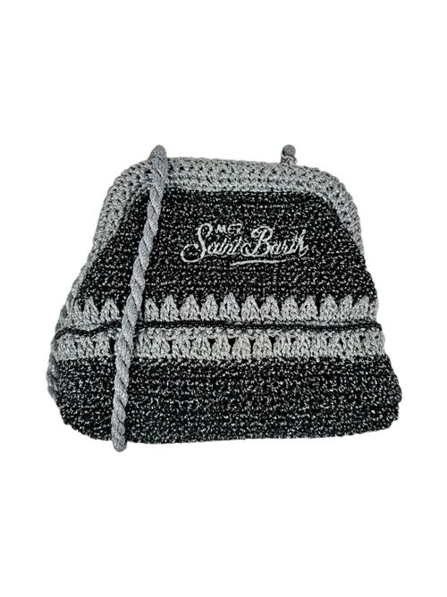 borsa donna piccola crochet  lurex nero e argento MC2 Saint Barth | CROCHET POUCH NLUREX 00 SILVER EMB